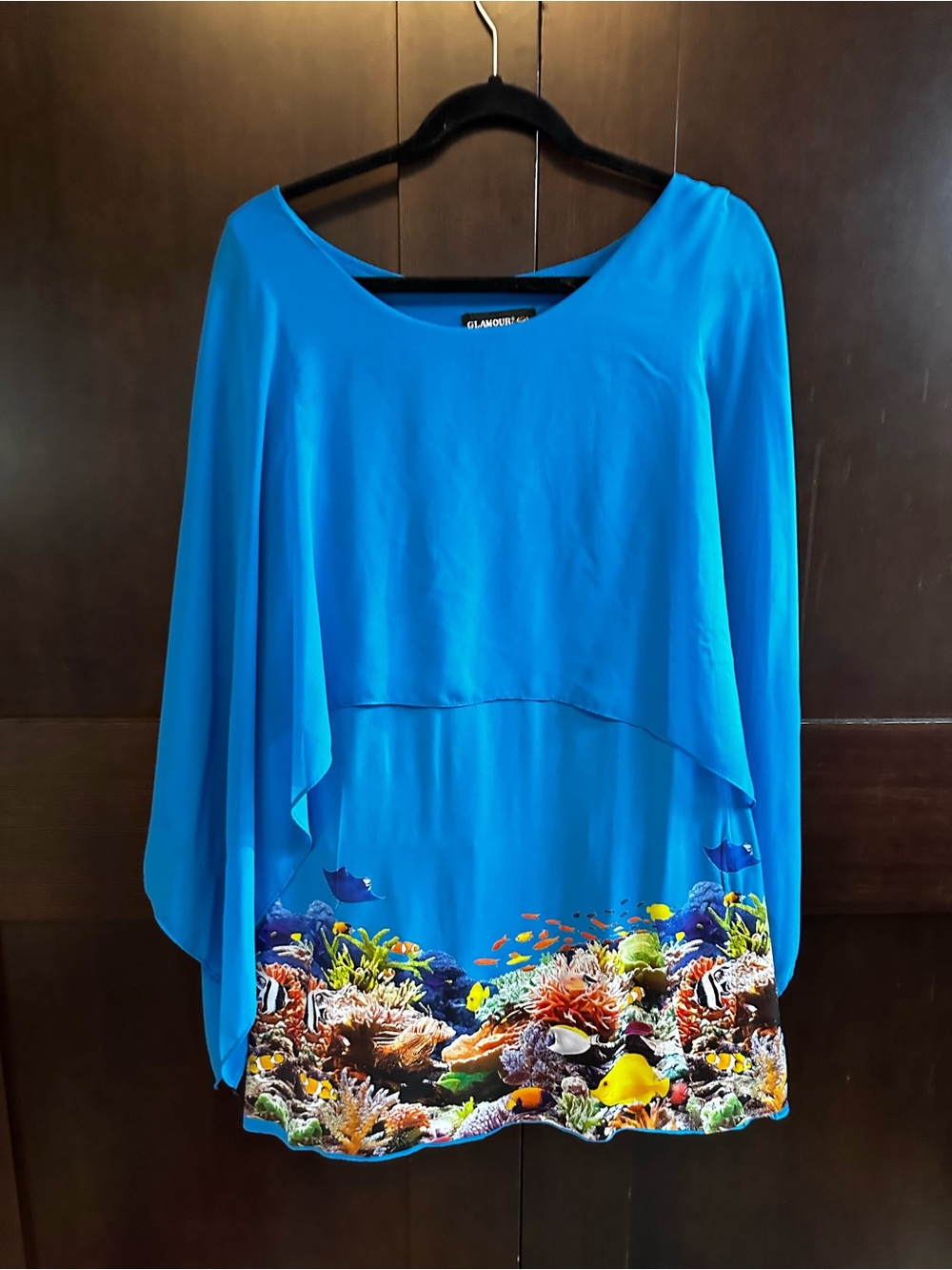 Glamour Blue Ocean-Print Mini Dress